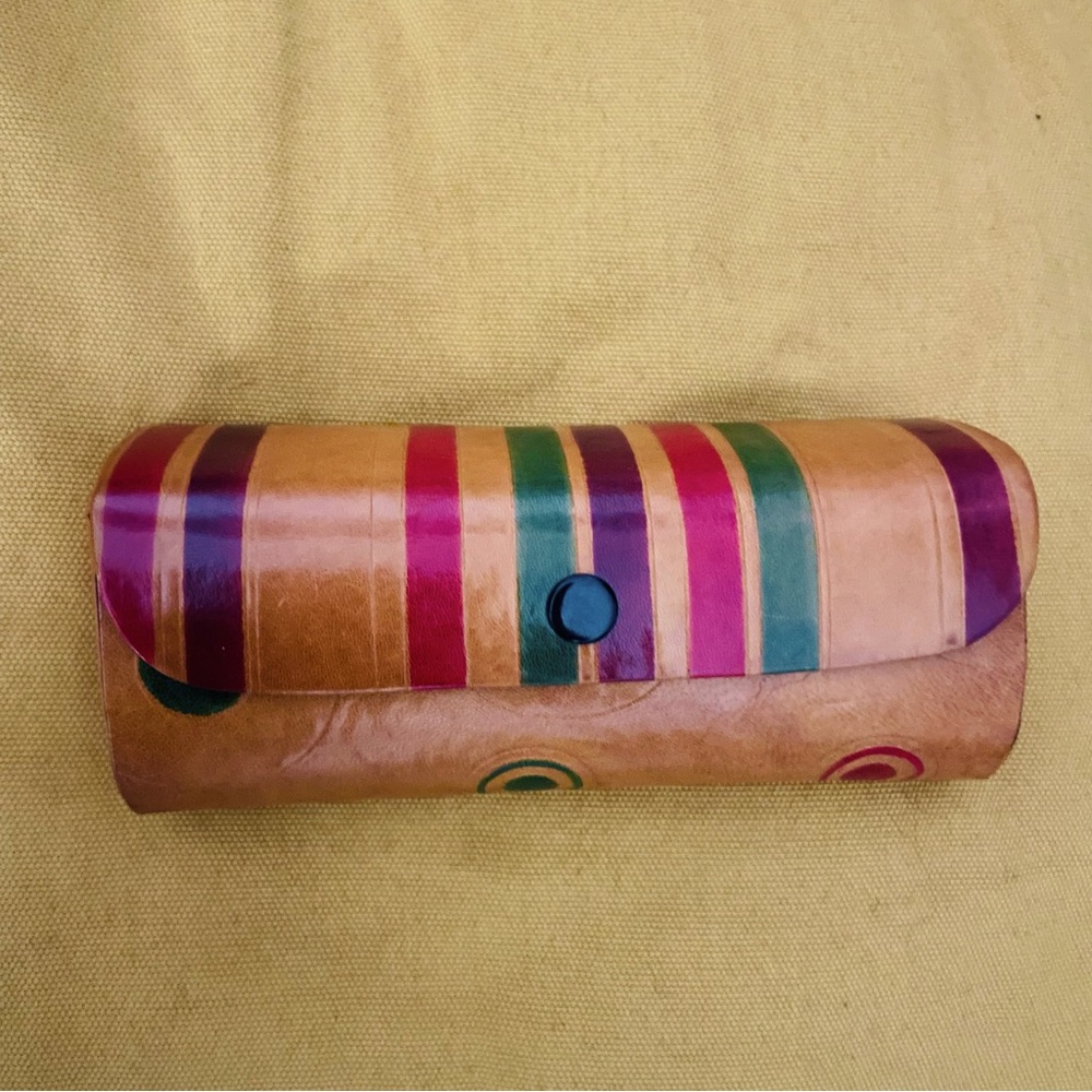 NWOT Handmade Leather Case Painted Shantiniketan Style India